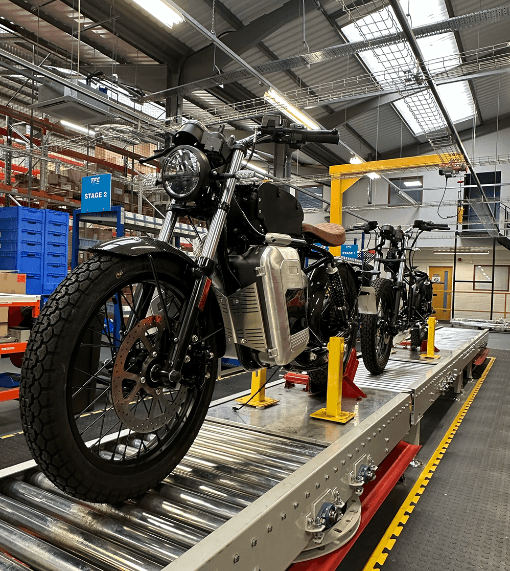 electric bike on conveyor